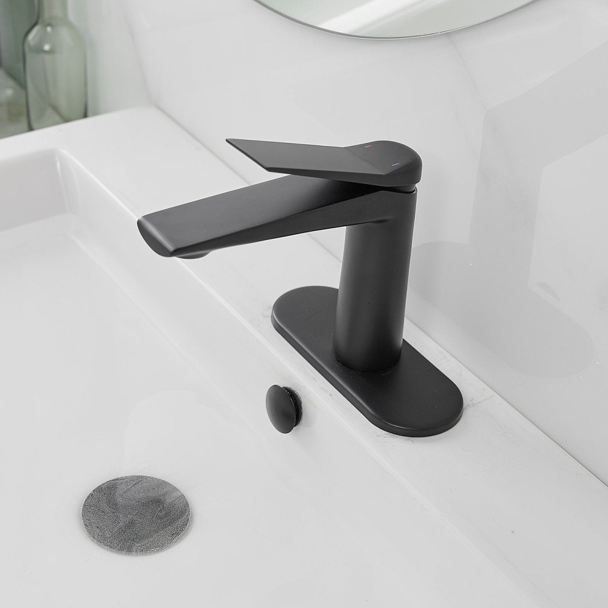 Single Handle Bathroom Sink Faucet with Pop Up Drain Black - buyfaucet.com