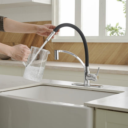 Single Handle Kitchen Faucet with Pull Down Sprayer Chrome - buyfaucet.com