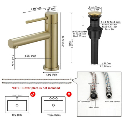 Single-Handle Low-Arc Drip-Free Vanity Bathroom Faucet Gold-1 - buyfaucet.com