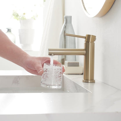 Single-Handle Low-Arc Drip-Free Vanity Bathroom Faucet Gold - buyfaucet.com