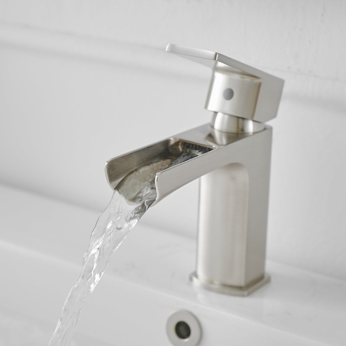 Single Handle Low-Arc Modern Bathroom Faucet Brushed Nickel - buyfaucet.com