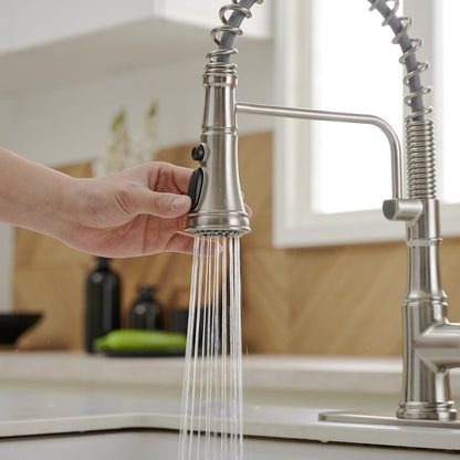 Single-Handle Pull-Down Sprayer Arc Kitchen Faucet Nickel - buyfaucet.com