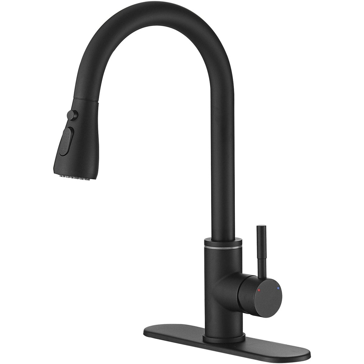 Single Handle Pull-Out Sprayer Kitchen Faucet in Matte Black - buyfaucet.com