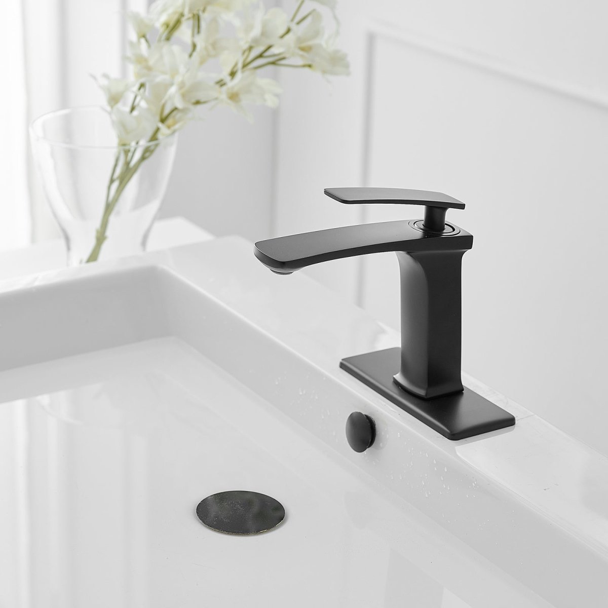 Single-Handle Single Hole Bathroom Faucet in Matte Black-1 - buyfaucet.com