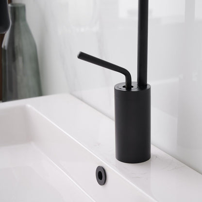 Single Handle Single Hole High Arc Bathroom Faucet Black - buyfaucet.com