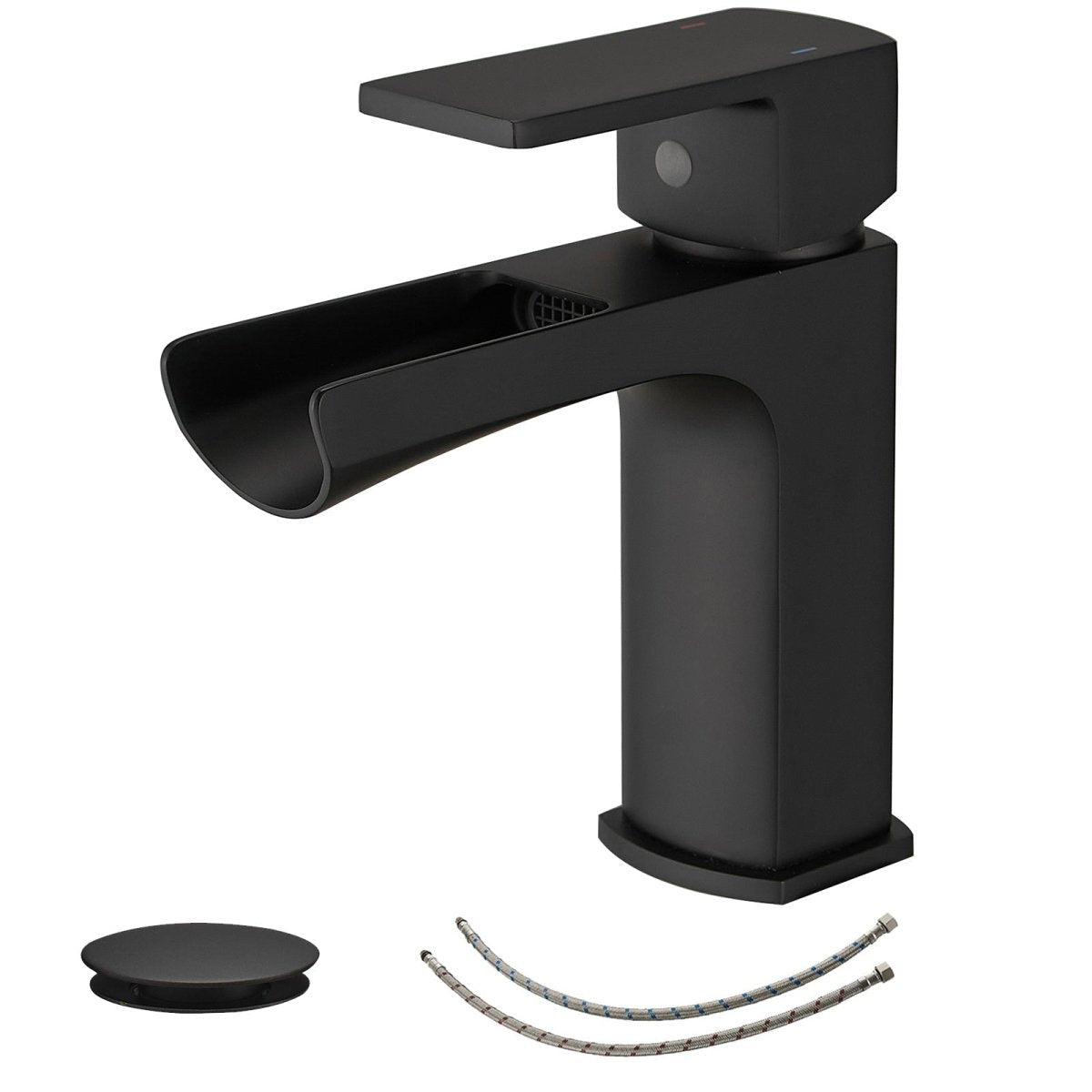 Single Handle Single Hole Low-Arc Bathroom Faucet Black - buyfaucet.com