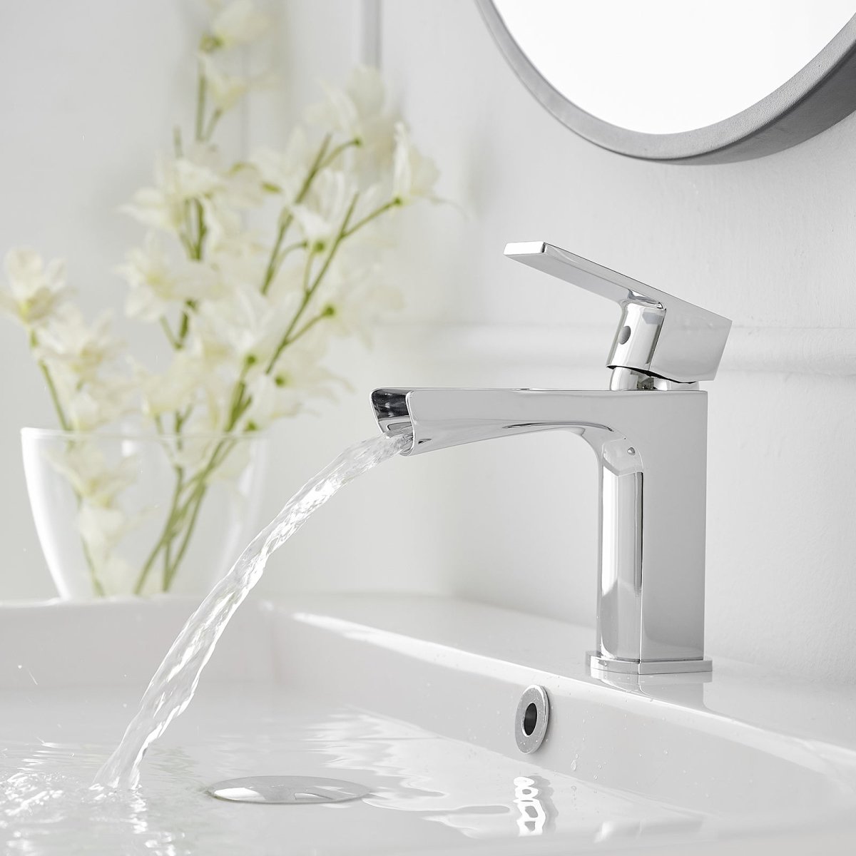 Single Handle Single Hole Low-Arc Bathroom Faucet Chrome - buyfaucet.com