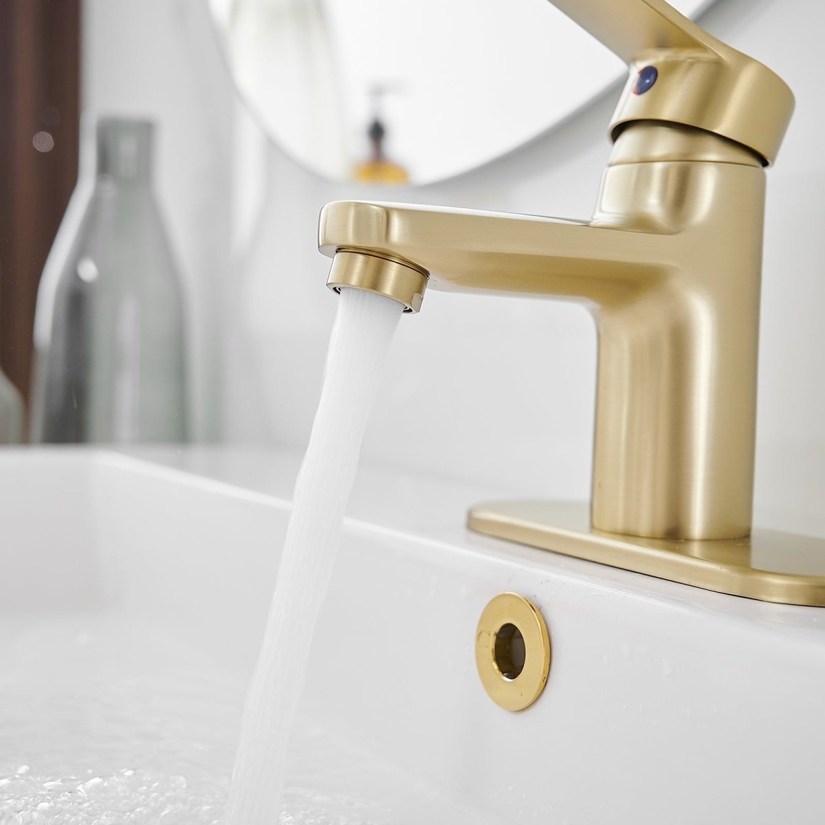 Single Handle Single Hole Low-Arc Vanity Bathroom Faucet Gold - buyfaucet.com