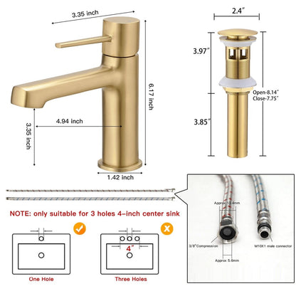 Single Handle Single Hole Modern Bathroom Faucet Brushed Gold-1 - buyfaucet.com