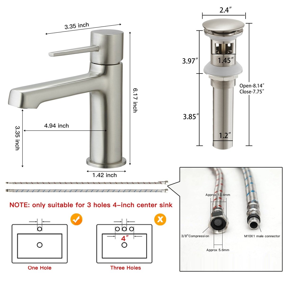 Single Handle Single Hole Modern Bathroom Faucet Brushed Nickel-1 - buyfaucet.com