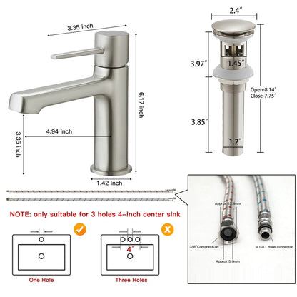 Single Handle Single Hole Modern Bathroom Faucet Brushed Nickel - buyfaucet.com