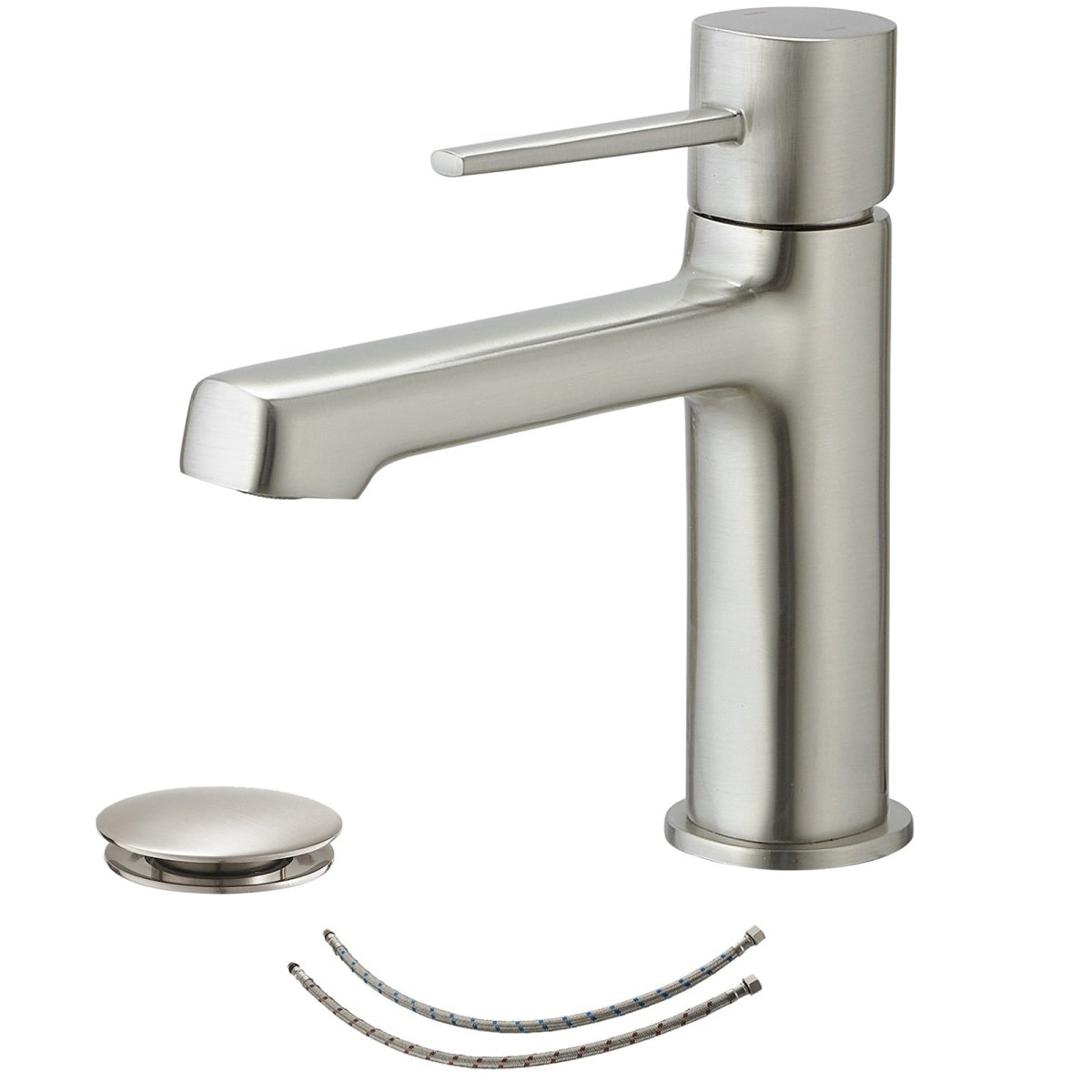 Single Handle Single Hole Modern Bathroom Faucet Brushed Nickel - buyfaucet.com
