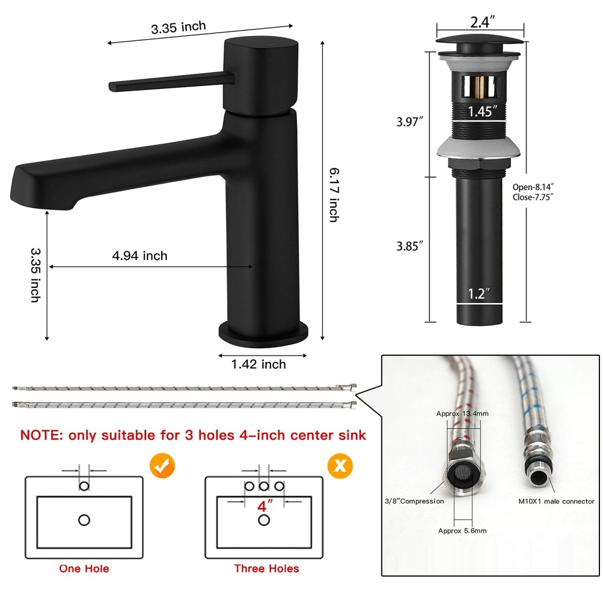 Single Handle Single Hole Modern Bathroom Faucet Matte Black-1 - buyfaucet.com