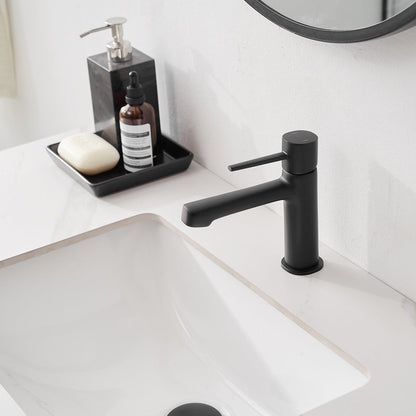 Single Handle Single Hole Modern Bathroom Faucet Matte Black - buyfaucet.com