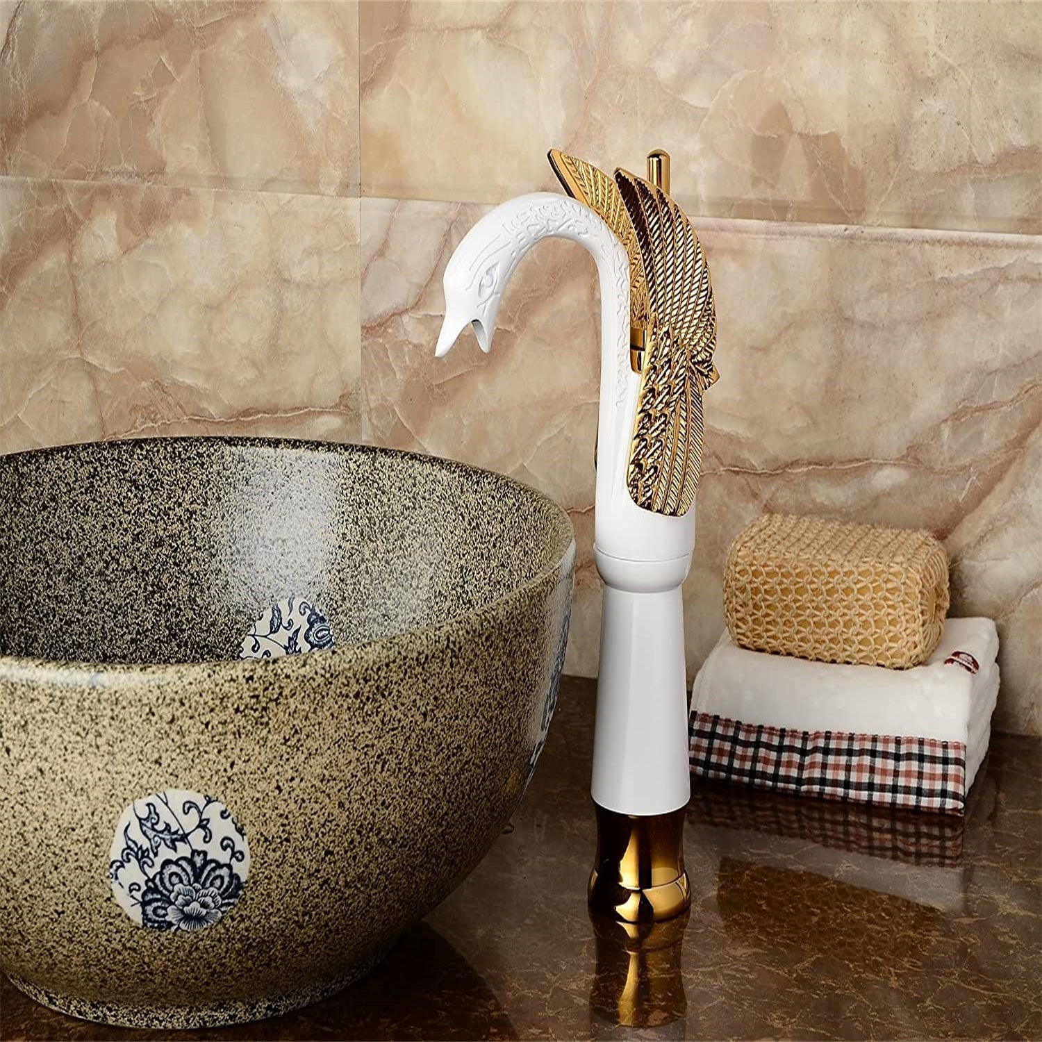 Single Handle Sink Faucet with Drain in Gold - buyfaucet.com