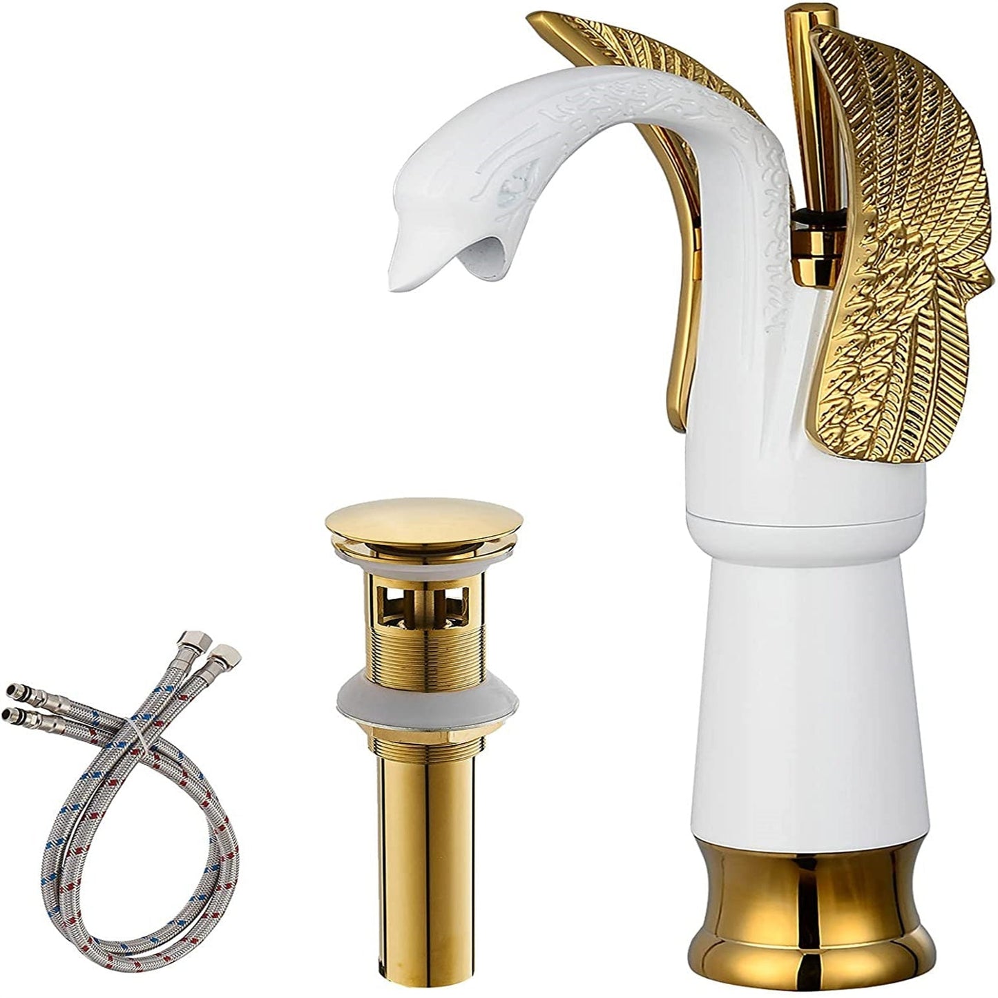 Single Handle Sink Faucet with Drain in Gold - buyfaucet.com