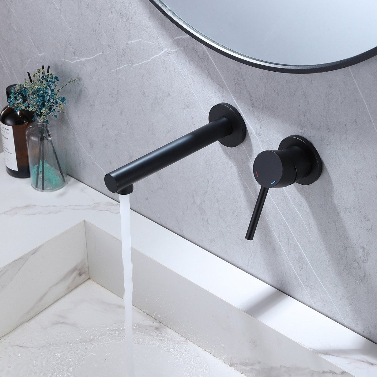 Single-Handle Wall Mount Bathroom Faucet in Matte Black - buyfaucet.com