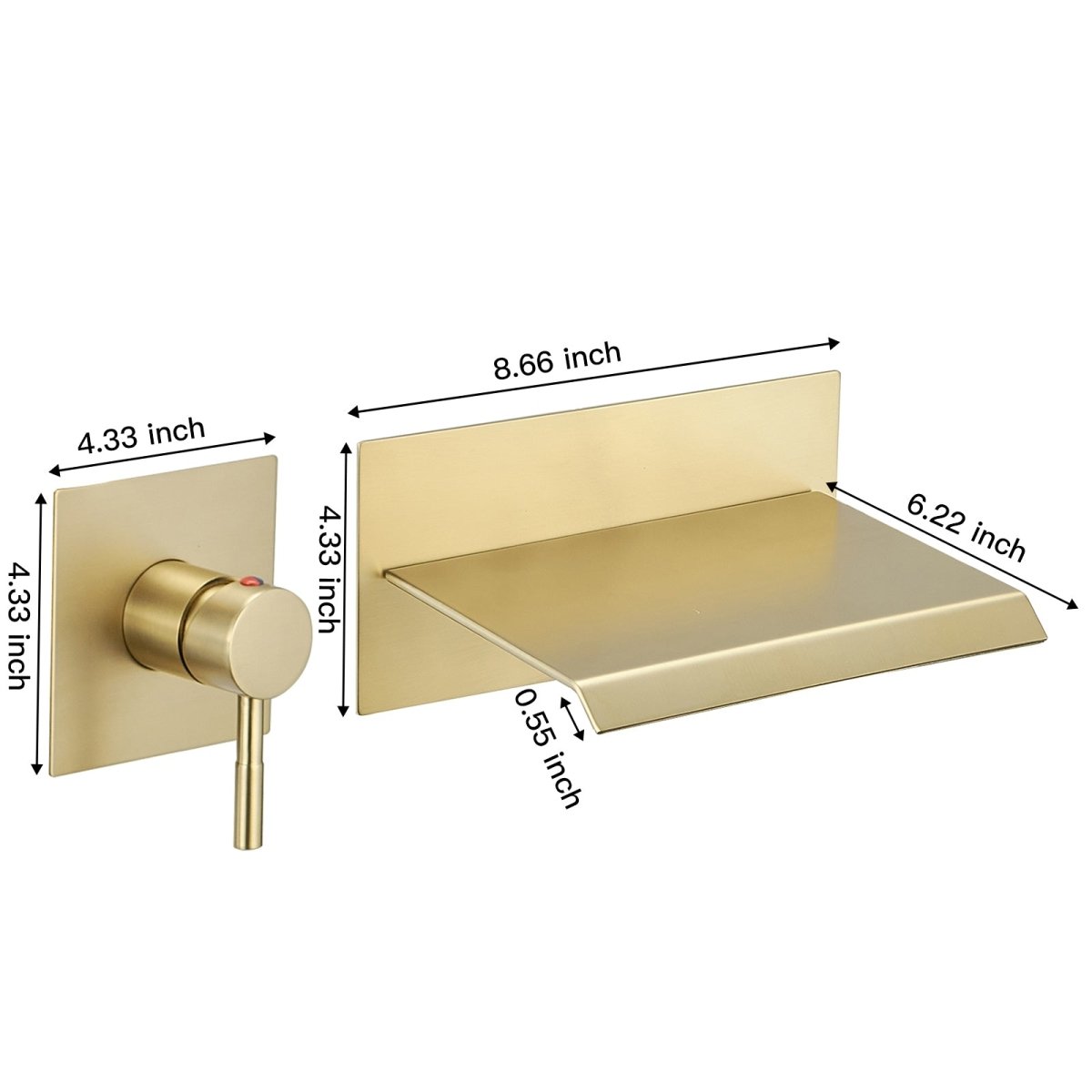 Single Handle Wall Mount Spout Waterfall Bathroom Faucet Gold - buyfaucet.com