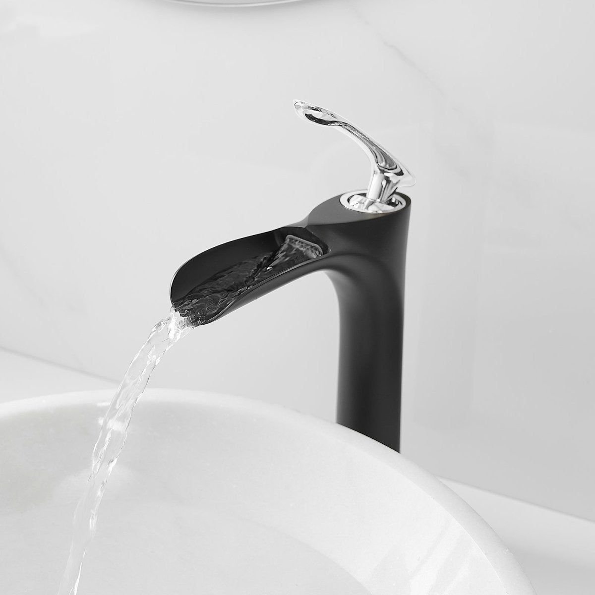 Single Handle without Overflow Bathroom Faucet Black Chrome - buyfaucet.com