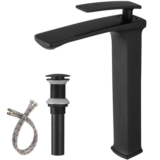 Single Handle without Overflow Vessel Bathroom Faucet Black - buyfaucet.com