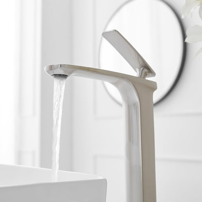 Single Handle without Overflow Vessel Bathroom Faucet Nickel - buyfaucet.com