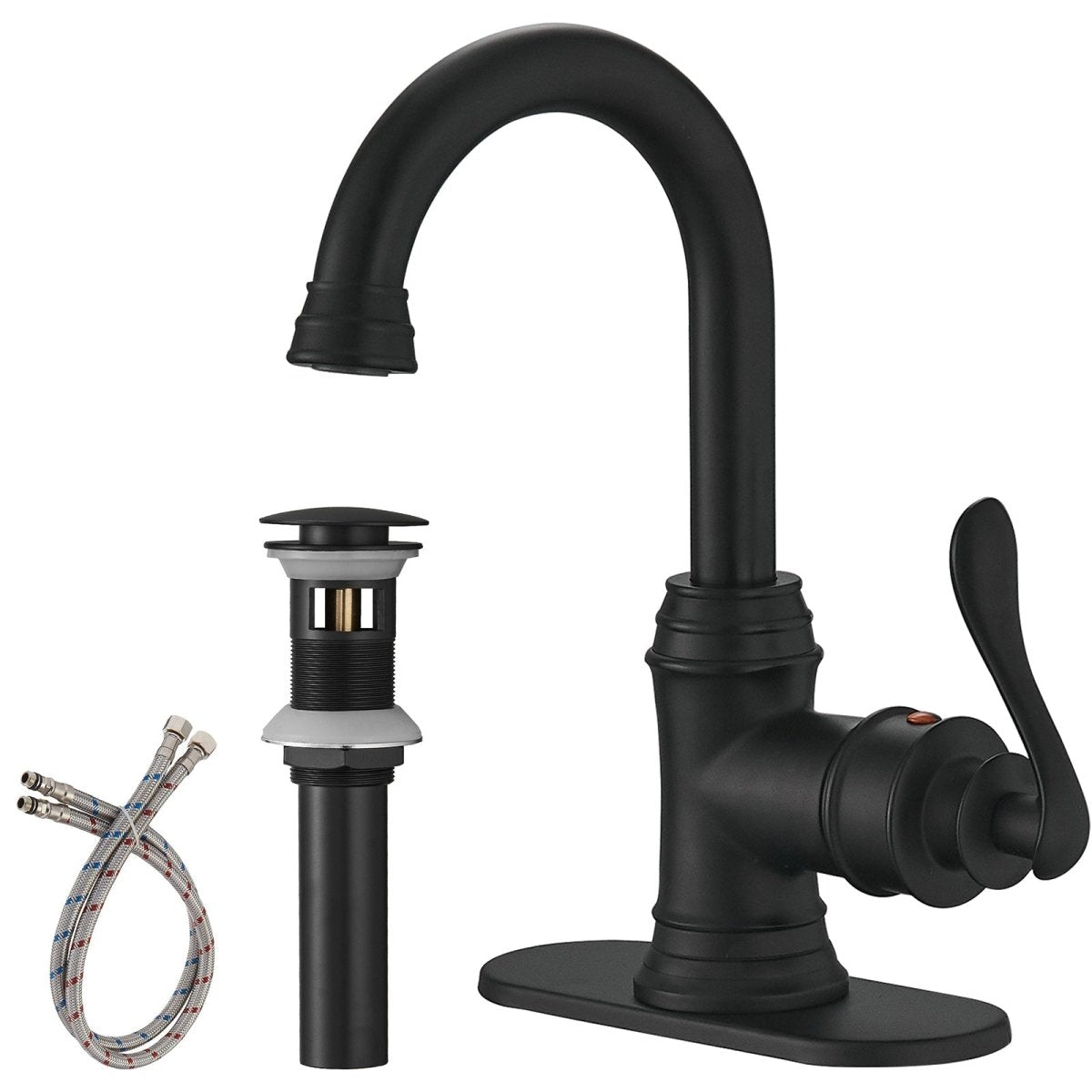 Single Hole 1-Handle Bathroom Faucet With Swivel Spout Black - buyfaucet.com