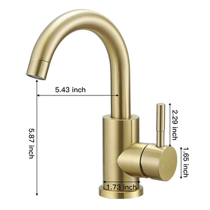 Single Hole Bathroom Faucet with Swivel Spout Brushed Gold - buyfaucet.com