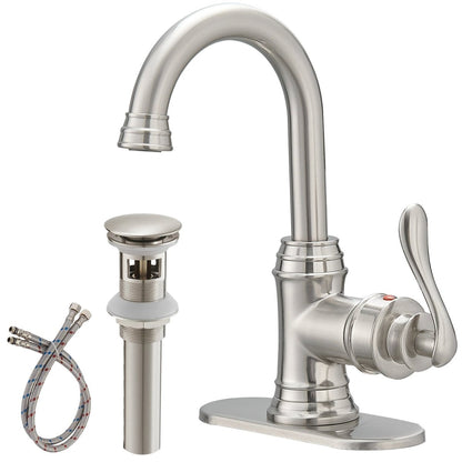 Single Hole Bathroom Faucet with Swivel Spout Brushed Nickel - buyfaucet.com
