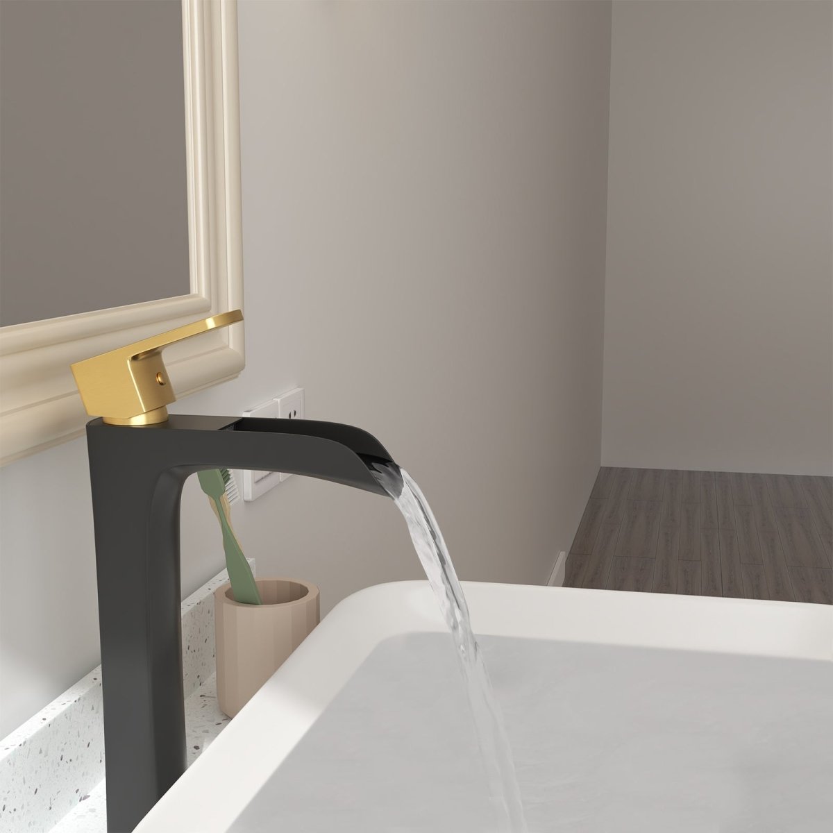Single Hole Single Handle Bathroom Faucet Black Gold - buyfaucet.com