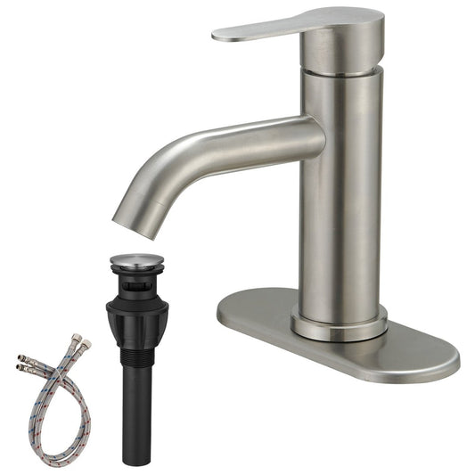 Single Hole Single-Handle Bathroom Faucet in Brushed Nickel - buyfaucet.com
