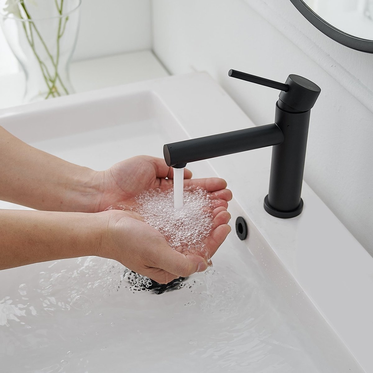 Single Hole Single-Handle Bathroom Faucet in Matte Black - buyfaucet.com