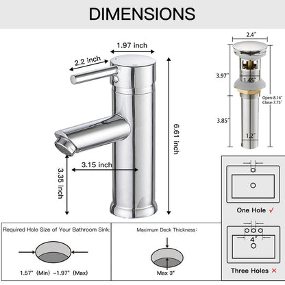 Single Hole Single Handle Bathroom Faucet in Polished Chrome - buyfaucet.com
