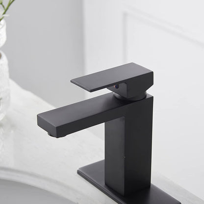 Single Hole Single-Handle Bathroom Faucet Matte Black - buyfaucet.com