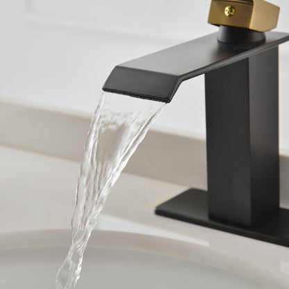 Single Hole Single-Handle Bathroom Faucet Matte Black & Gold - buyfaucet.com