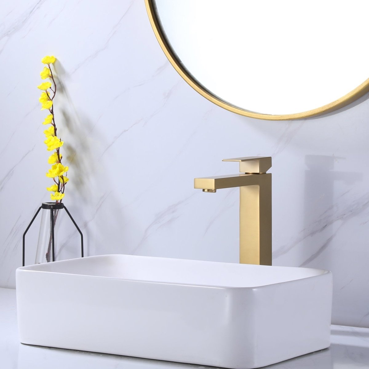 Single Hole Single Handle Bathroom Sink Faucet Brushed Gold - buyfaucet.com