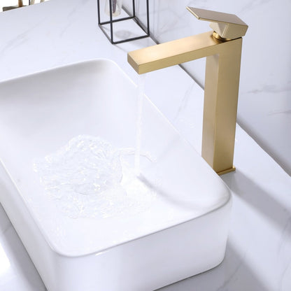 Single Hole Single Handle Bathroom Sink Faucet Brushed Gold - buyfaucet.com