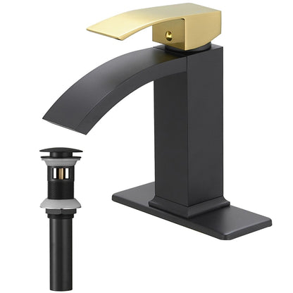 Single Hole Single Handle Bathroom Sink Faucet Gold & Black - buyfaucet.com