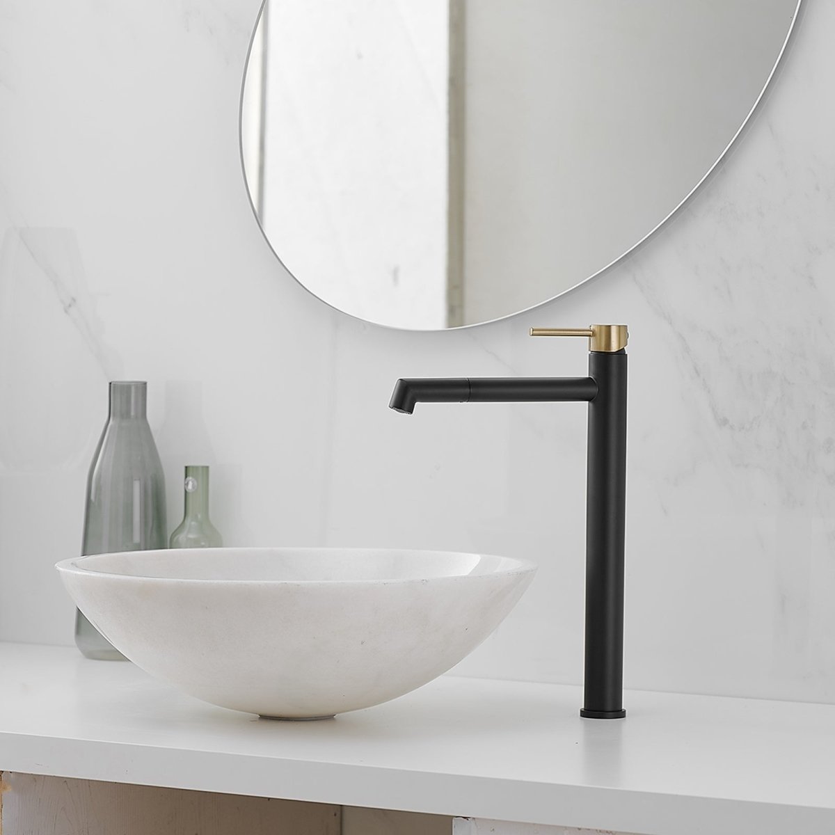 Single Hole Single Handle Bathroom Vessel Faucet Black Gold - buyfaucet.com