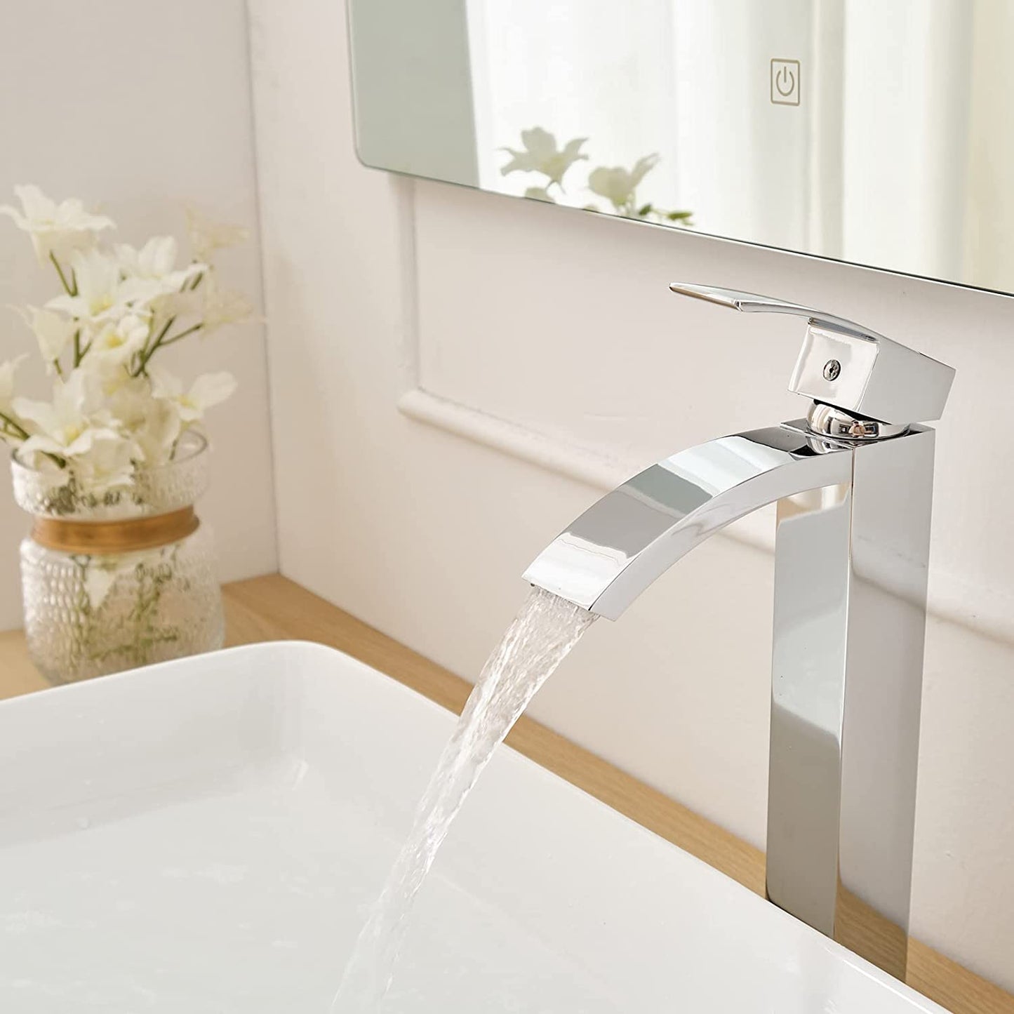 Single Hole Single-Handle High Arc Bathroom Faucet Chrome - buyfaucet.com