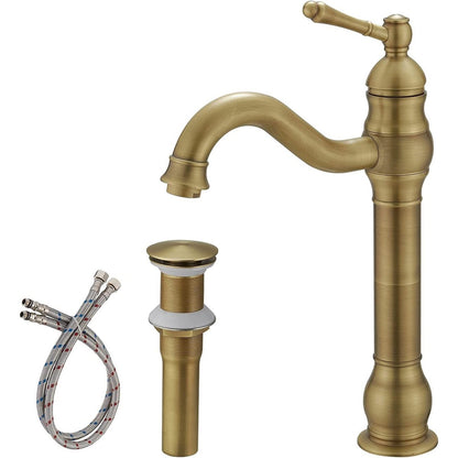 Single Hole Sink Faucet with 360-degree Swivel Spout Antique Brass - buyfaucet.com