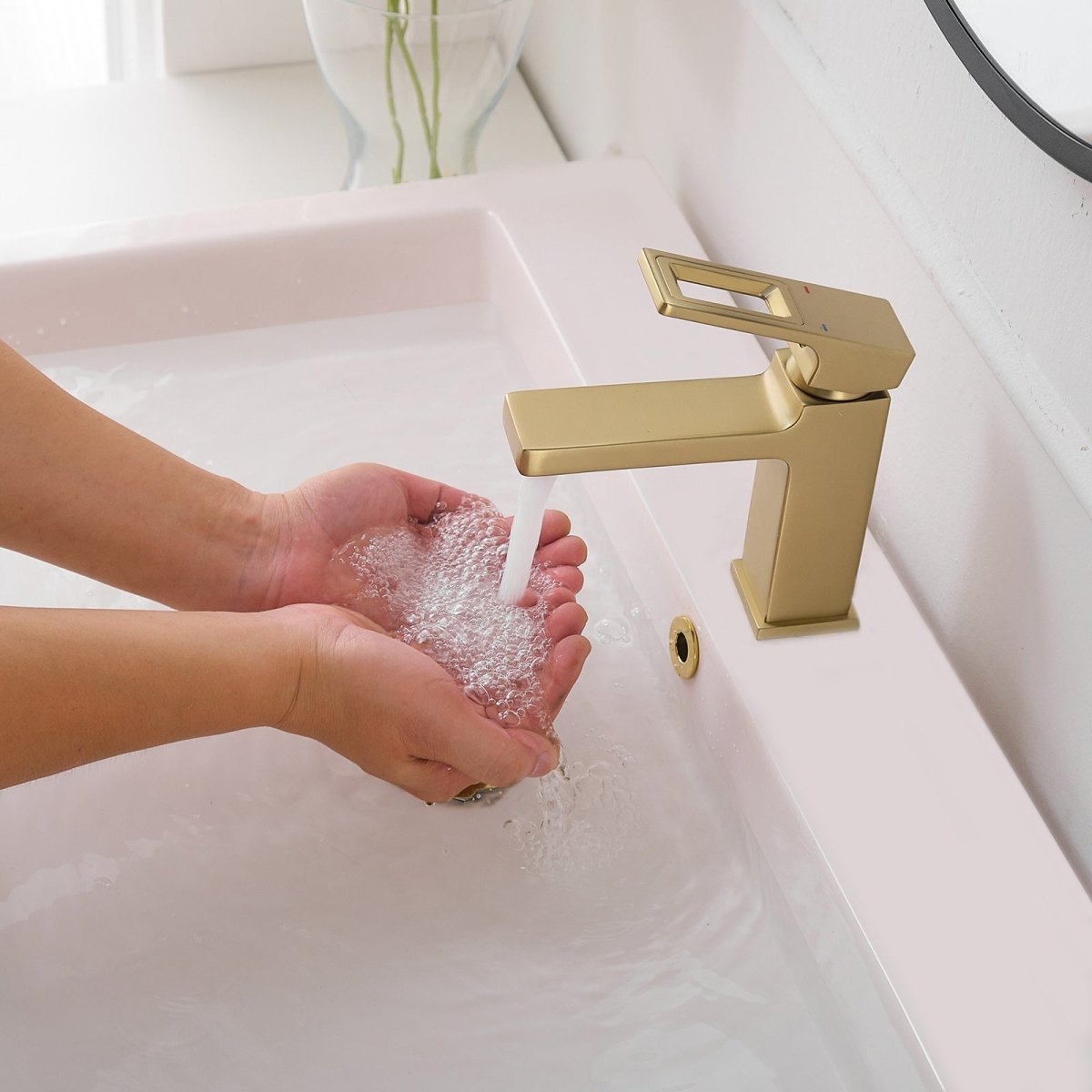 Single Hole Water-Saving Basin Bathroom Faucet Brushed Gold - buyfaucet.com