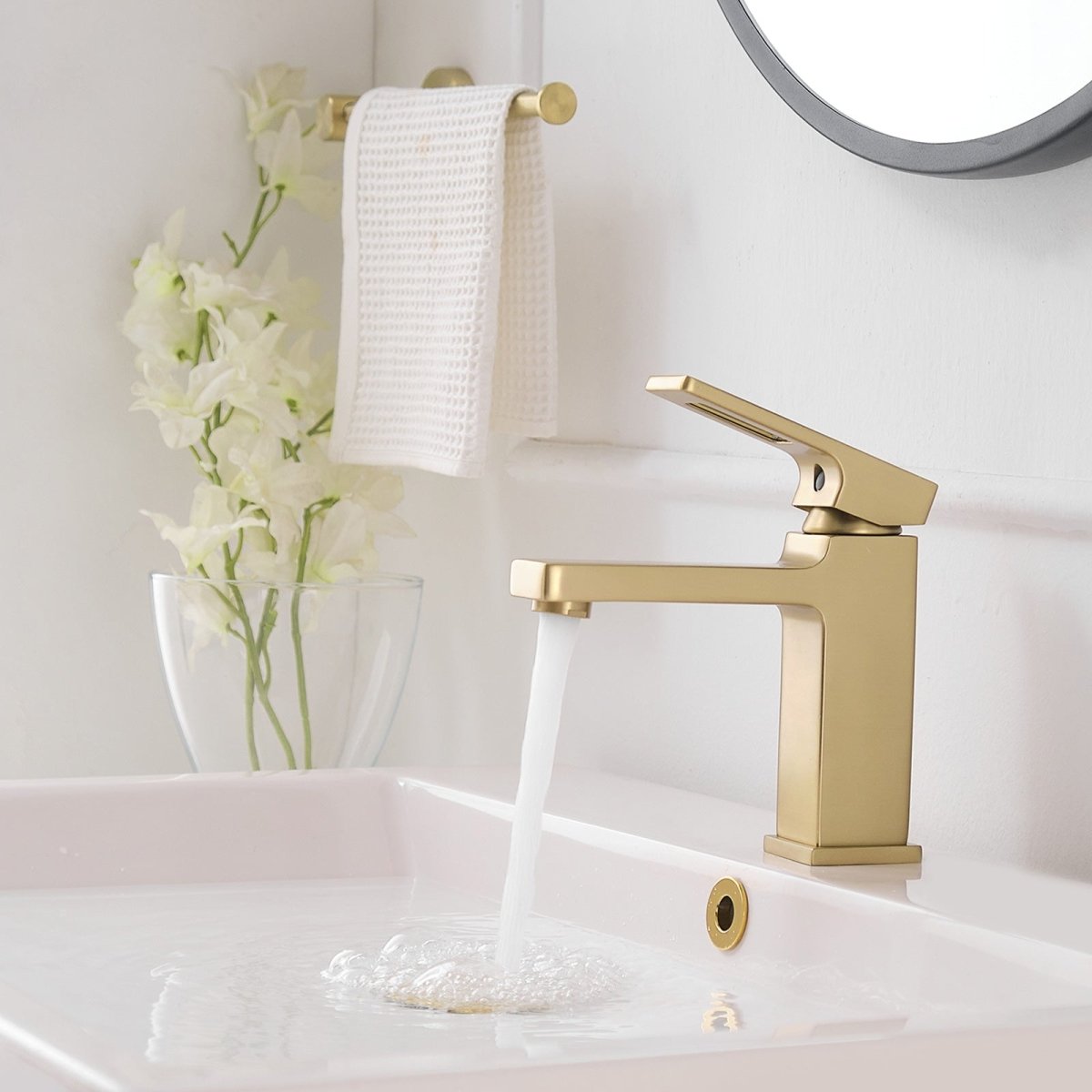 Single Hole Water-Saving Basin Bathroom Faucet Brushed Gold - buyfaucet.com