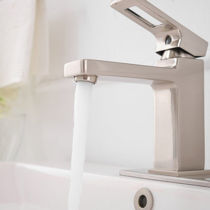 Single Hole Water-Saving Basin Bathroom Faucet Brushed Nickel - buyfaucet.com