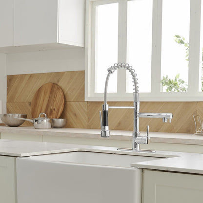Sink Faucet with Pull Down Sprayer Single Handle Spring Chrome - buyfaucet.com