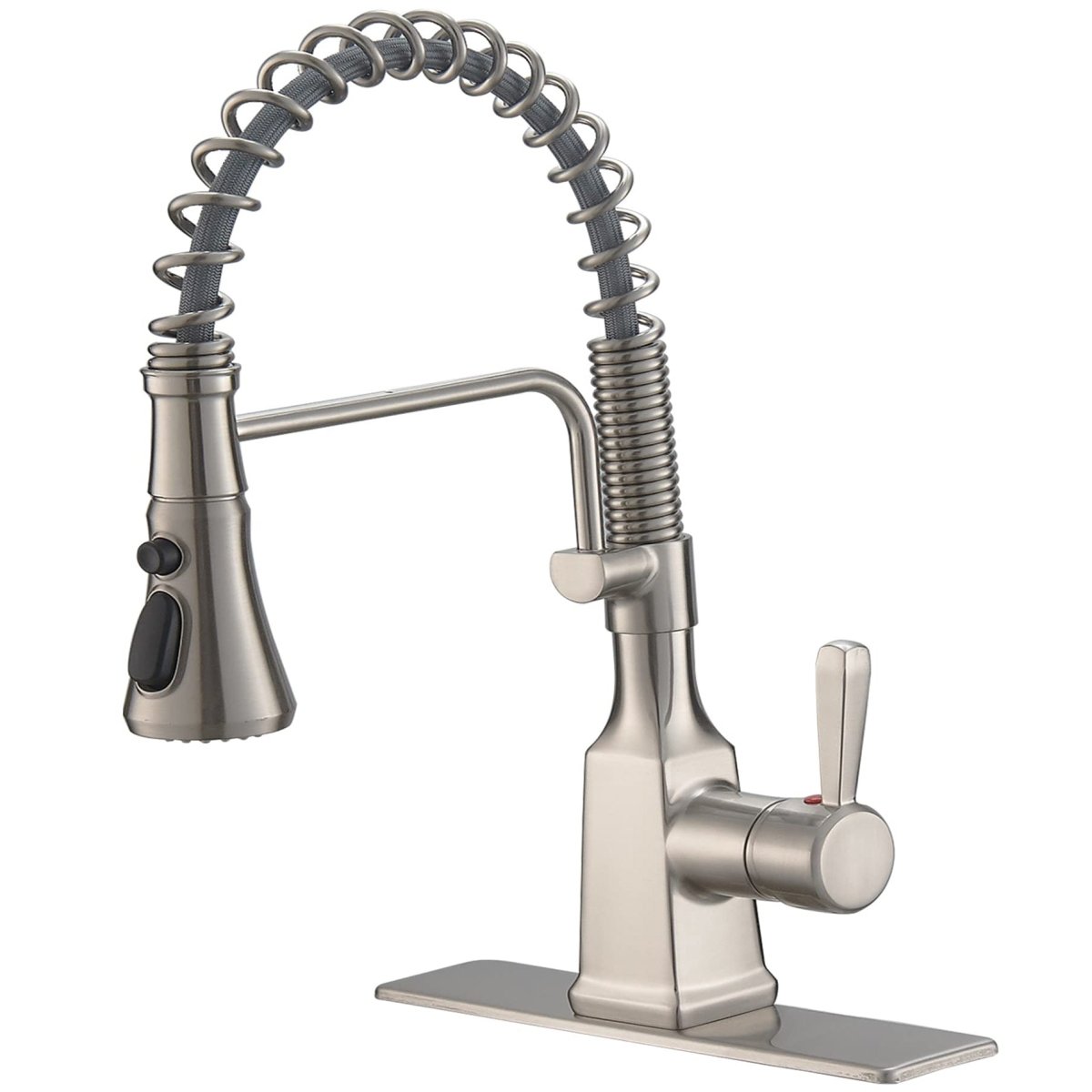 Spring-Spout Sprayer 3 Spray Kitchen Faucet Brushed Nickel - buyfaucet.com