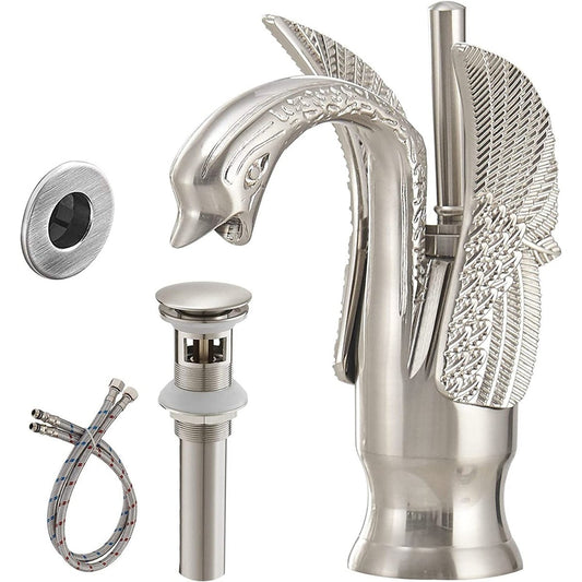 Swan Single Hole 1-Handle Bathroom Faucet Brushed Nickel - buyfaucet.com