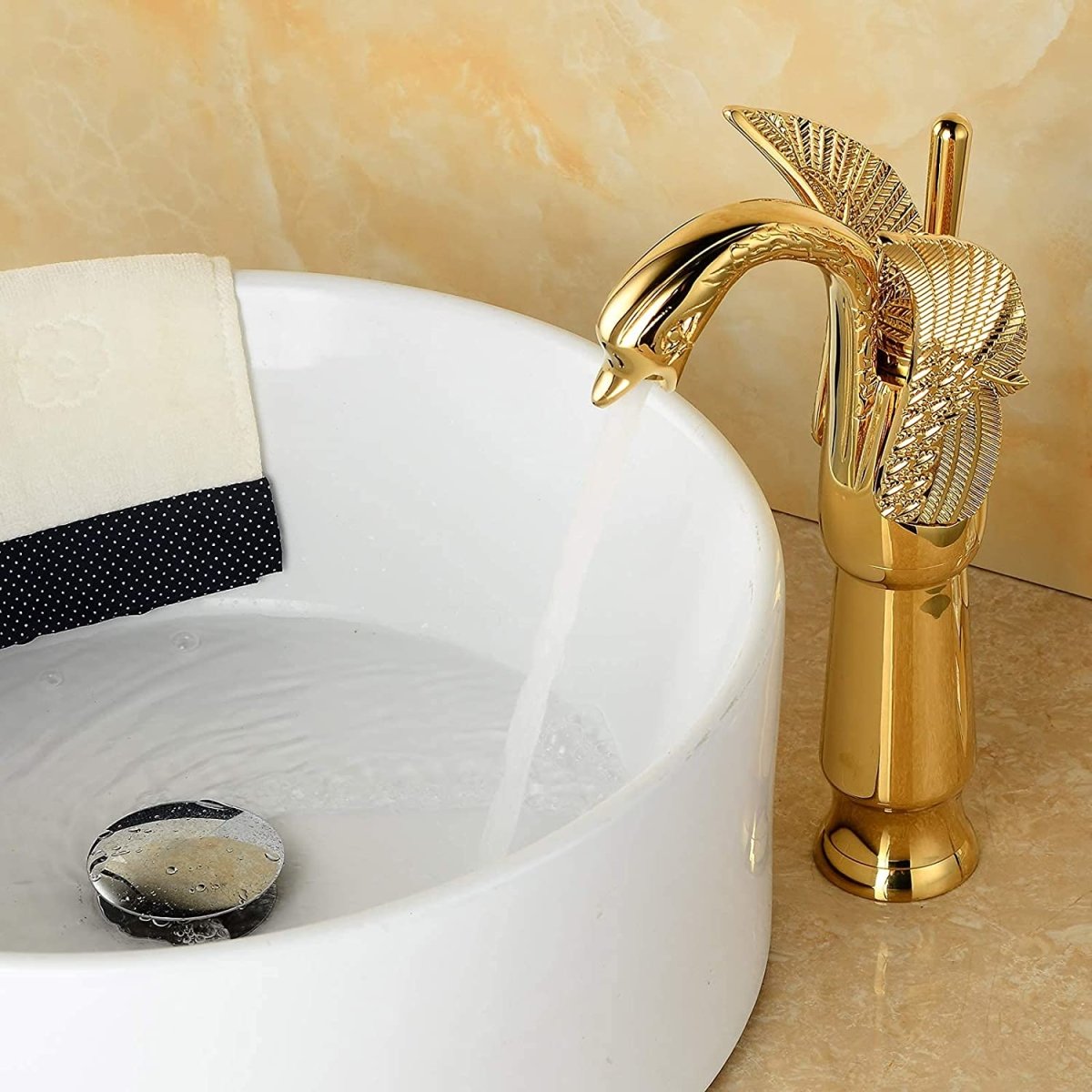 Swan Single Hole 1-Handle Bathroom Faucet Polished Gold - buyfaucet.com