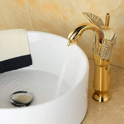 Swan Single Hole 1-Handle Bathroom Faucet Polished Gold - buyfaucet.com