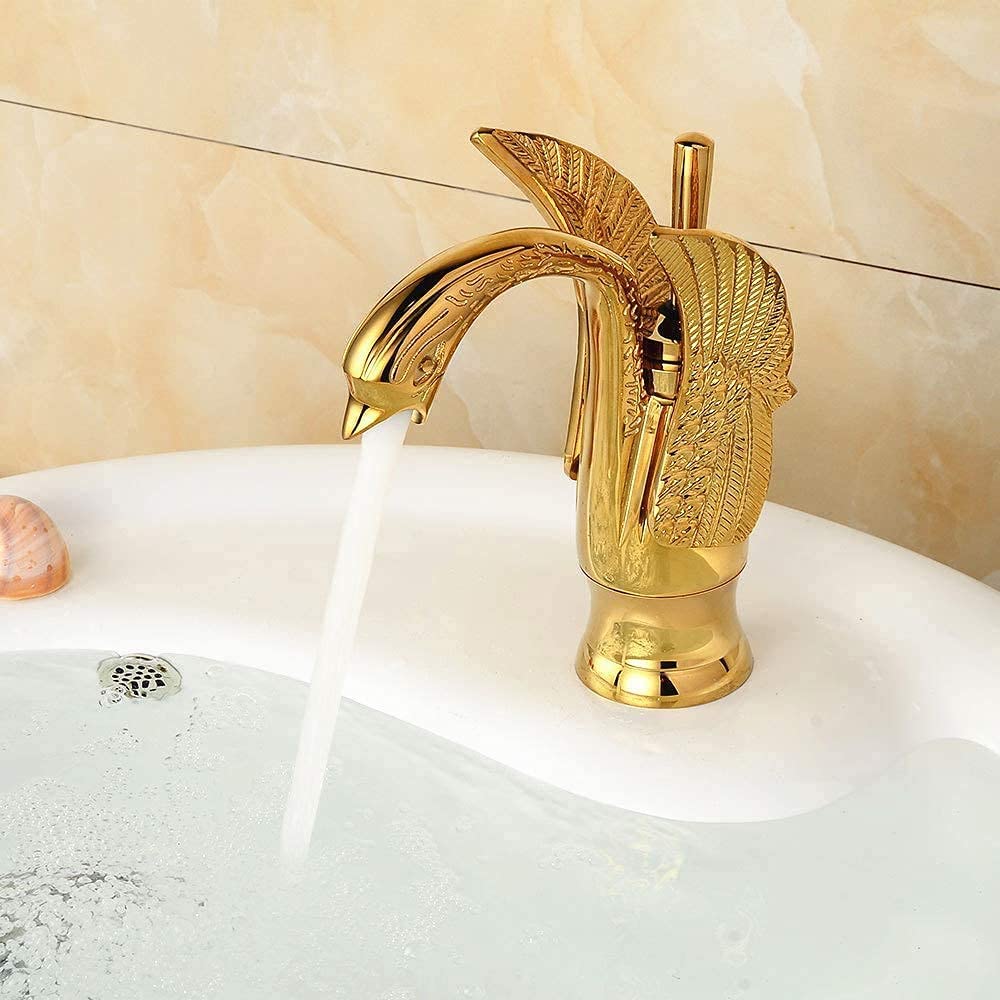 Swan Single Hole 1-Handle Bathroom Sink Faucet Gold - buyfaucet.com