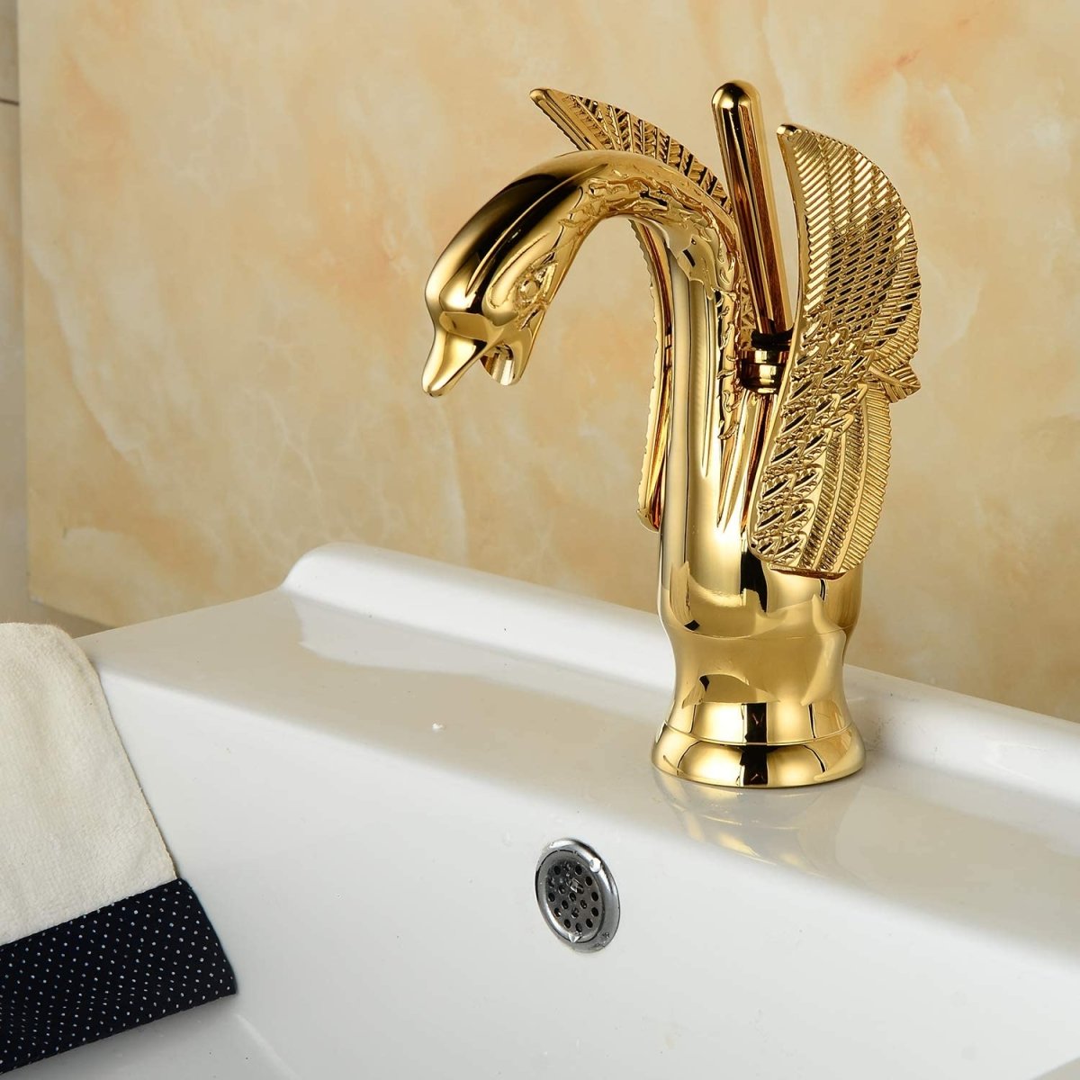 Swan Single Hole 1-Handle Bathroom Sink Faucet Gold - buyfaucet.com